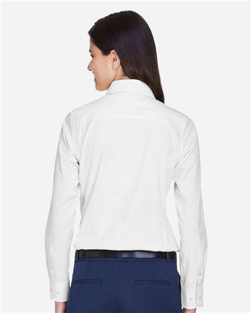 Devon & Jones D630W Women's Crown Collection Oxford Woven Dress Shirt - White - model back
