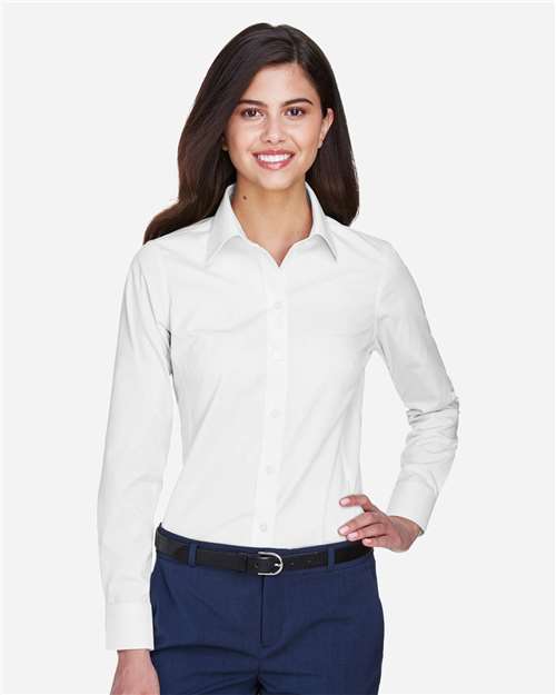 Devon & Jones D630W Women's Crown Collection Oxford Woven Dress Shirt - White - model front