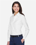 Devon & Jones D630W Women's Crown Collection Oxford Woven Dress Shirt - White - model side