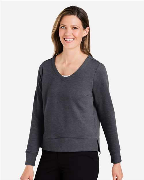 Devon & Jones DG482W Women's New Classics Charleston Pullover - Black Melange - model side