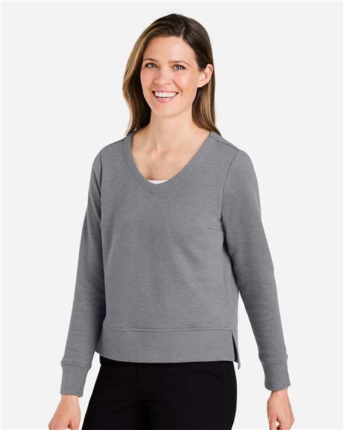 Devon & Jones DG482W Women's New Classics Charleston Pullover - Graphite Melange - model side