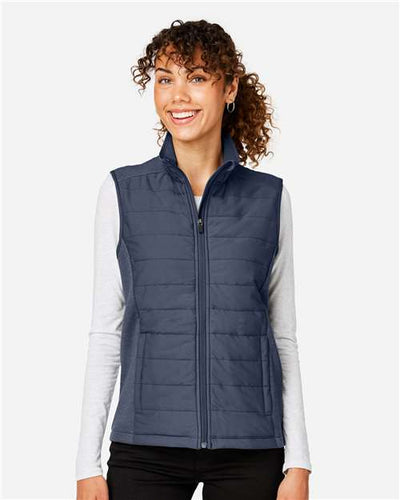 Devon & Jones DG706W Women's New Classics Charleston Hybrid Vest - Navy Melange/ Navy - model front