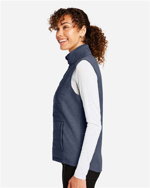Devon & Jones DG706W Women's New Classics Charleston Hybrid Vest - Navy Melange/ Navy - model side