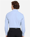Devon & Jones DG537 Men's CrownLux Performance Microstripe Dress Shirt - French Blue/ White - model back
