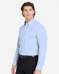 Devon & Jones DG537 Men's CrownLux Performance Microstripe Dress Shirt - French Blue/ White - model side