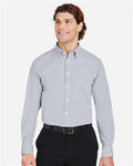Devon & Jones DG537 Men's CrownLux Performance Microstripe Dress Shirt - Graphite/ White - model front