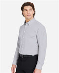 Devon & Jones DG537 Men's CrownLux Performance Microstripe Dress Shirt - Graphite/ White - model side