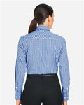 Devon & Jones DG536W Women's CrownLux Performance Gingham Dress Shirt - French Blue/ White - model back