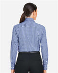 Devon & Jones DG536W Women's CrownLux Performance Gingham Dress Shirt - Navy/ White - model back