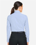 Devon & Jones DG537W Women's CrownLux Performance Microstripe Dress Shirt - French Blue/ White - model back