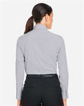 Devon & Jones DG537W Women's CrownLux Performance Microstripe Dress Shirt - Graphite/ White - model back