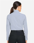 Devon & Jones DG537W Women's CrownLux Performance Microstripe Dress Shirt - Navy/ White - model back