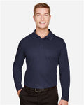 Devon & Jones DG20LT Men's Tall CrownLux Performance Plaited Long Sleeve Polo - Navy - model front