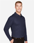 Devon & Jones DG20LT Men's Tall CrownLux Performance Plaited Long Sleeve Polo - Navy - model side