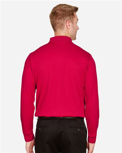 Devon & Jones DG20LT Men's Tall CrownLux Performance Plaited Long Sleeve Polo - Red - model back