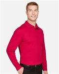 Devon & Jones DG20LT Men's Tall CrownLux Performance Plaited Long Sleeve Polo - Red - model side