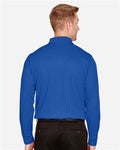 Devon & Jones DG20LT Men's Tall CrownLux Performance Plaited Long Sleeve Polo - True Royal - model back