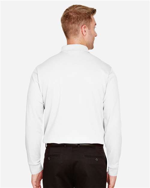 Devon & Jones DG20LT Men's Tall CrownLux Performance Plaited Long Sleeve Polo - White - model back