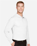 Devon & Jones DG20LT Men's Tall CrownLux Performance Plaited Long Sleeve Polo - White - model side