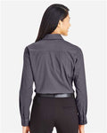 Devon & Jones DG535W Women's CrownLux Performance Tonal Mini Check Woven Dress Shirt - Carbon - model back