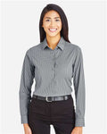 Devon & Jones DG535W Women's CrownLux Performance Tonal Mini Check Woven Dress Shirt - Graphite - model front