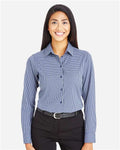Devon & Jones DG535W Women's CrownLux Performance Tonal Mini Check Woven Dress Shirt - Navy - model front
