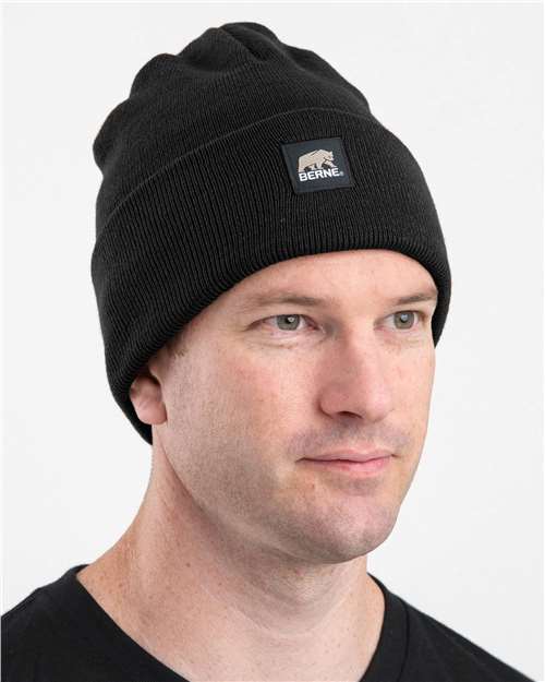 Berne Apparel H150 Heritage Knit Cuff Beanie - Black - model front
