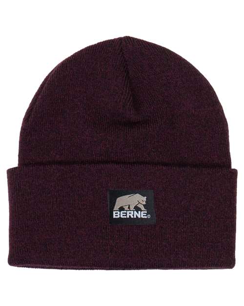 Berne Apparel H150 Heritage Knit Cuff Beanie - Maroon/ Black - front