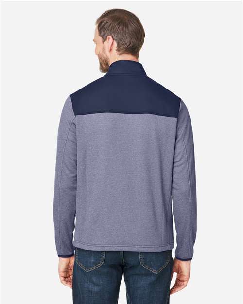 Core 365 CE74 Men's Venture Heathered Stripe Hybrid Jacket - Classic Navy/ White - model back
