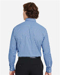 Devon & Jones DG536 Men's CrownLux Performance Gingham Dress Shirt - French Blue/ White - model back