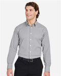 Devon & Jones DG536 Men's CrownLux Performance Gingham Dress Shirt - Graphite/ White - model front