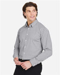 Devon & Jones DG536 Men's CrownLux Performance Gingham Dress Shirt - Graphite/ White - model side