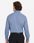 Devon & Jones DG536 Men's CrownLux Performance Gingham Dress Shirt - Navy/ White - model back