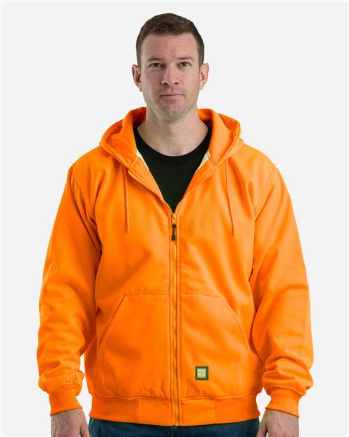 Berne Apparel HVF101 Men's Heritage Thermal-Lined Full-Zip Hooded Sweatshirt - Orange - model front