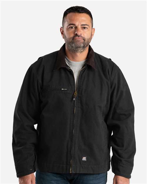 Berne Apparel J374 Men's Highland Washed Gasoline Jacket - Black - model front