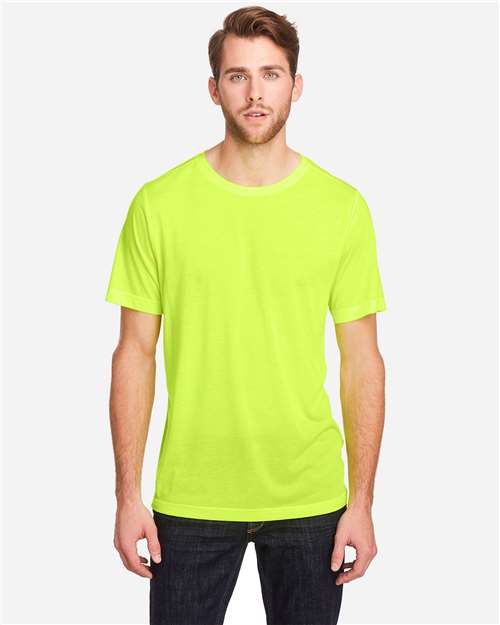 Core 365 CE111T Unisex Tall Fusion ChromaSoft Performance T-Shirt - Safety Yellow - model front