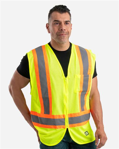 Berne Apparel HVV046 Men's Hi-Vis Class 2 Multi-Color Vest - Yellow - model front