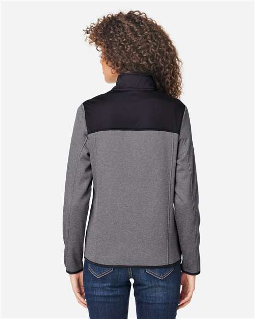 Core 365 CE74W Women's Venture Heathered Stripe Hybrid Jacket - Black/ White - model back