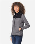 Core 365 CE74W Women's Venture Heathered Stripe Hybrid Jacket - Black/ White - model side