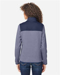 Core 365 CE74W Women's Venture Heathered Stripe Hybrid Jacket - Classic Navy/ White - model back
