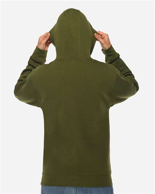 Lane Seven LS14001 Unisex Premium Hoodie Sweatshirt - Army Green - model back