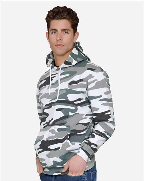 Lane Seven LS14001 Unisex Premium Hoodie Sweatshirt - Sage Camo - model side
