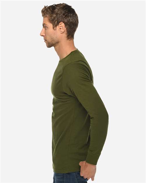 Lane Seven LS15009 Unisex Heavyweight Long Sleeve Tee - Army Green - model side