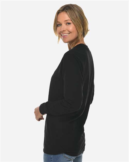 Lane Seven LS15009 Unisex Heavyweight Long Sleeve Tee - Black - model side