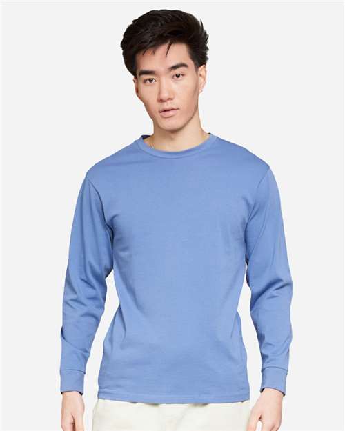 Lane Seven LS15009 Unisex Heavyweight Long Sleeve Tee - Colony Blue - model front