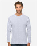 Lane Seven LS15009 Unisex Heavyweight Long Sleeve Tee - Heather Grey - model front