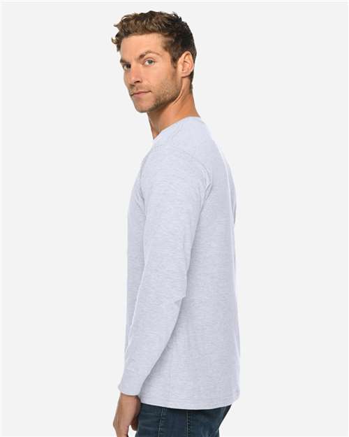 Lane Seven LS15009 Unisex Heavyweight Long Sleeve Tee - Heather Grey - model side