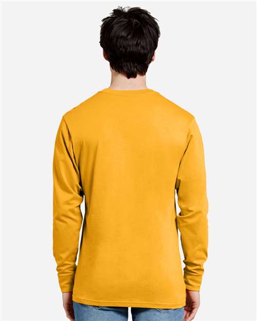 Lane Seven LS15009 Unisex Heavyweight Long Sleeve Tee - Mustard - model back