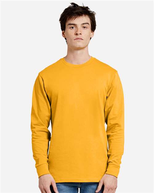 Lane Seven LS15009 Unisex Heavyweight Long Sleeve Tee - Mustard - model front