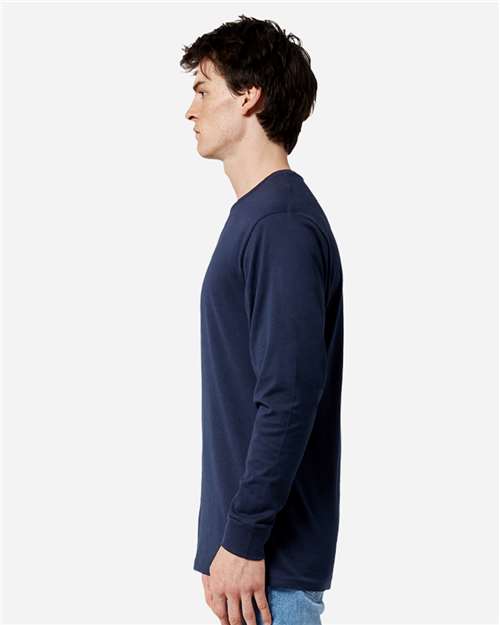 Lane Seven LS15009 Unisex Heavyweight Long Sleeve Tee - Navy - model side